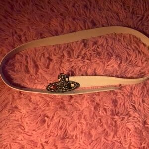 Vivienne Westwood Rhinestone White Leather Belt